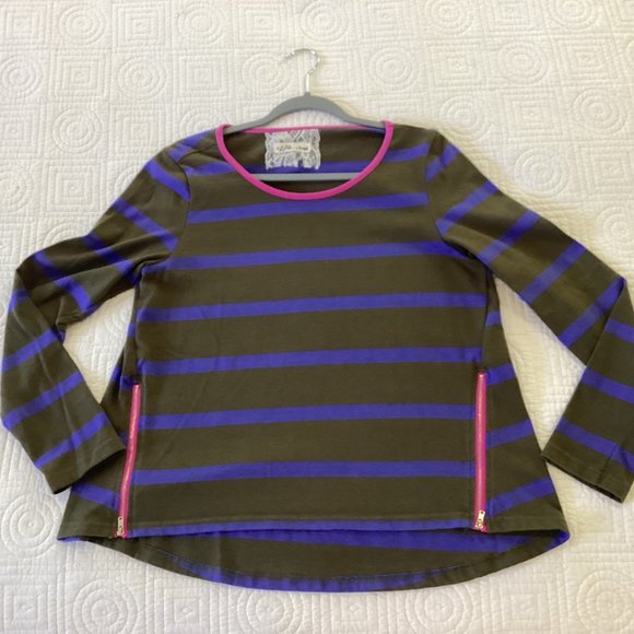 Anthropologie LILI'S CLOSET Stripe Zip Tee Shirt Top Blouse Sz M - Picture 10 of 11